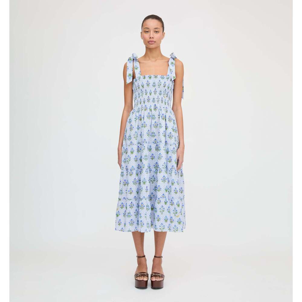 Hill House Home The Ribbon Ellie Nap Dress - Blue Block Print Size MBlue Block P - Picture 2 of 3